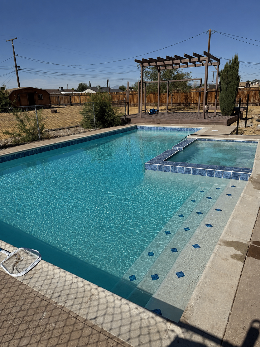 Same pool clear and blue after algae treatment